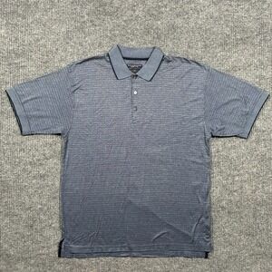 Siegfried Mens Polo Shirt Size Large Gray Check Mercerized Cotton Short Sleeve